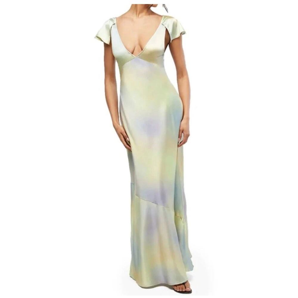 WEWOREWHAT Women’s Midi Slip Dress Size 12 Multicolor Silky Charmeuse Cocktail
